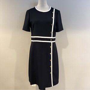 Maggy London Navy Dress with White Trim marine style‎ size 10